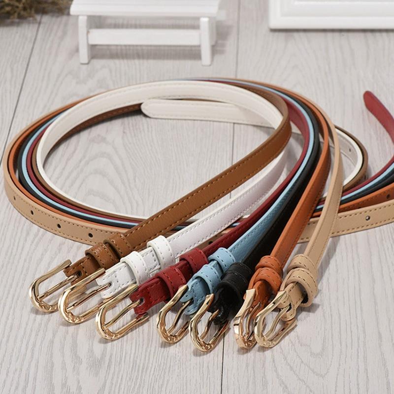 1Pc 105Cm 7 Candy Colors Womens Pu Leather Belt Skinny Thin Dress Belt Waist Belt Waistband Skirt Jeans Waist Accessories