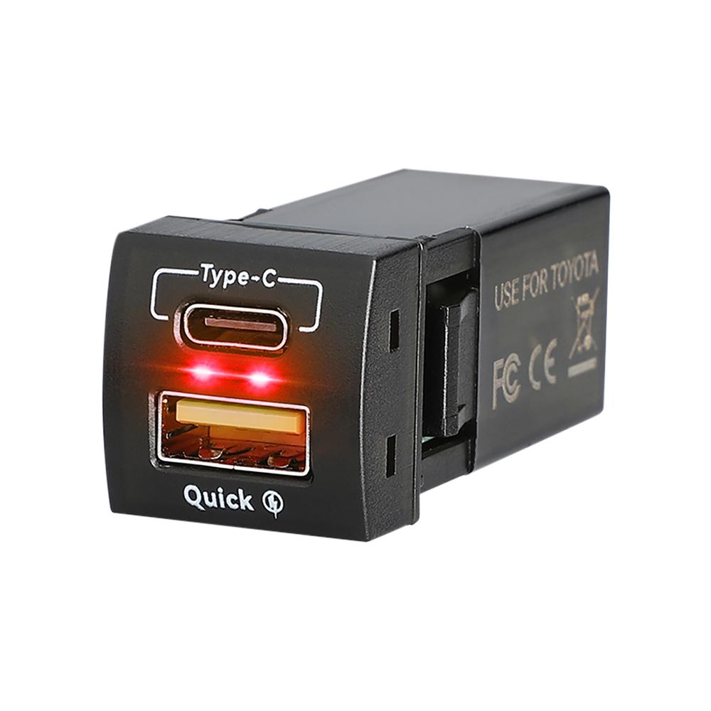 For Toyota Corolla RAV4 Camry 24V 12V 48W Type-C PD USB Chargers QC 3.0 Car Power Adapter Ports Interior Quick Charging Socket
