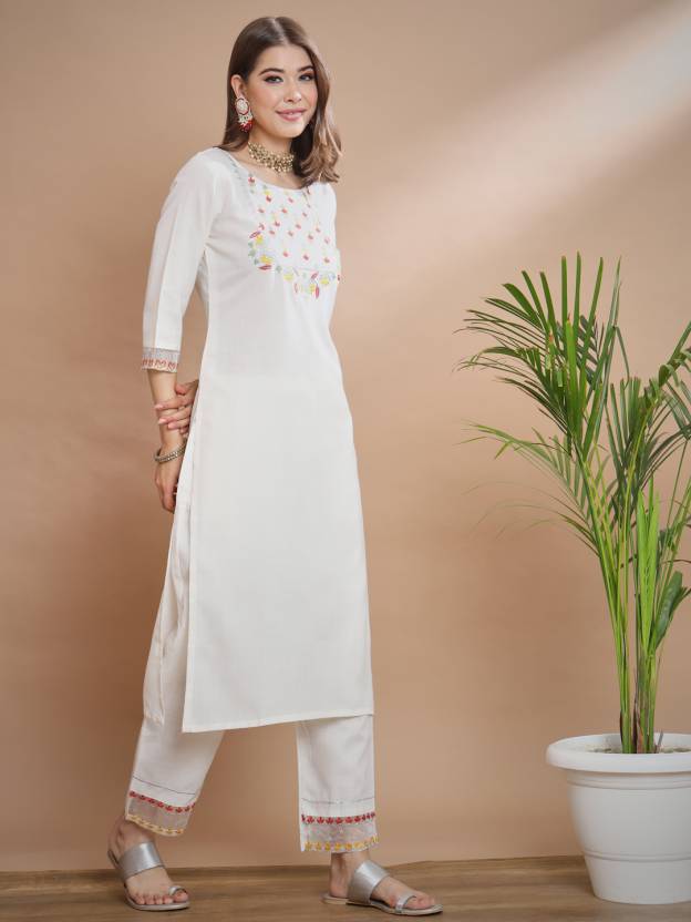 Set Kuta Pantaloni Dupatta Amestec Bumbac pentru Femei pentru Petrecere Top Tunica Kurti Rochie Designer Indian