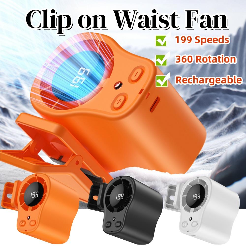 Clip-On-Ventilator Tragbarer LED-Display-Kühlventilator 360° Drehung USB-wiederaufladbarer Luftkühler für Auto LKW Büro Camping Reisen