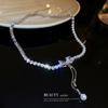 Korean super flash diamond bow tassel necklace fashion personality collarbone chain necklace women