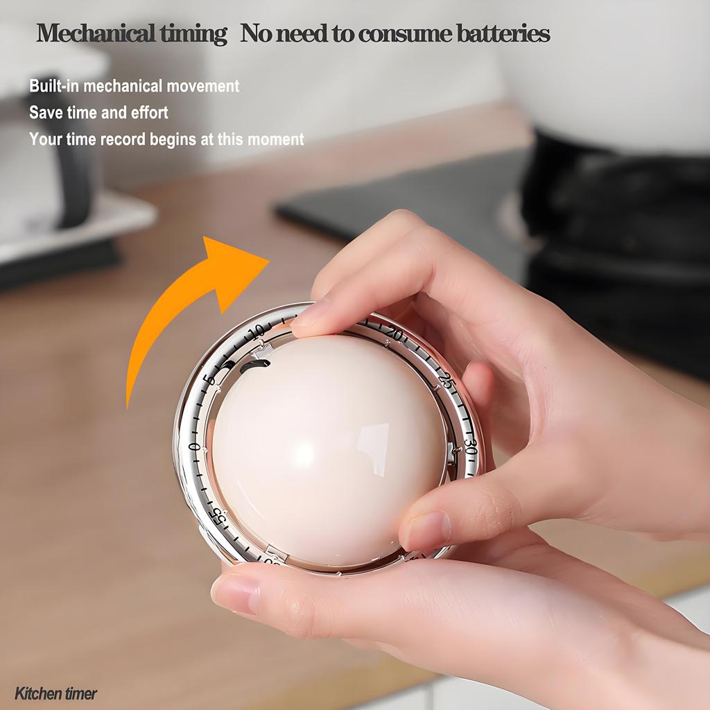 No-Battery Mechanical Kitchen Timer | 60-Min Wind-Up with Loud Alarm & Magnetic Backing | for Cooking, Classroom, Home Use