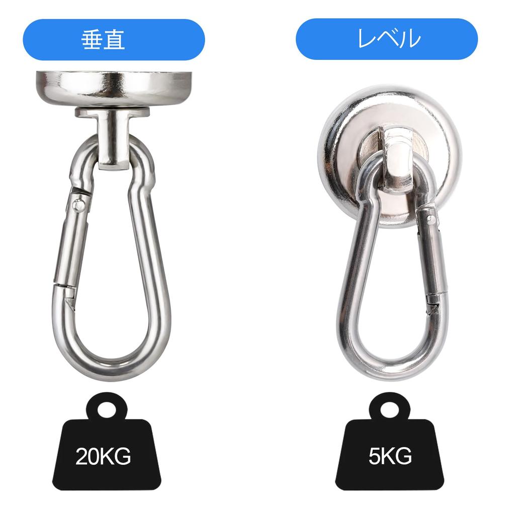 Strong Magnet 25mm Pack of Neodymium Magnets with Carabiner Maximum Load Capacity of Super for Commercial Outdoor and Wall Mounting Hooks, Diameter,
