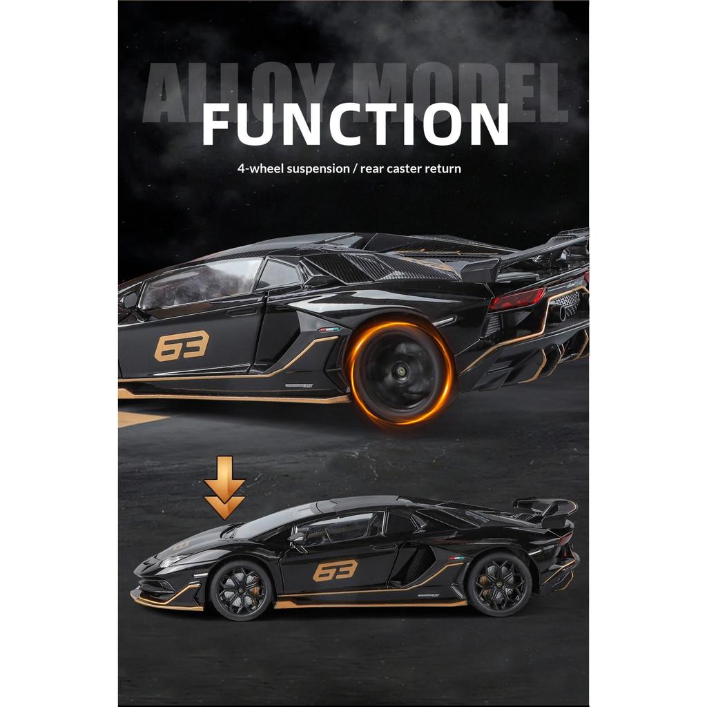 1/24 Metall-Druckguss Lambor SVJ63 Supersportwagen Modellspielzeug für Jungen und Mädchen