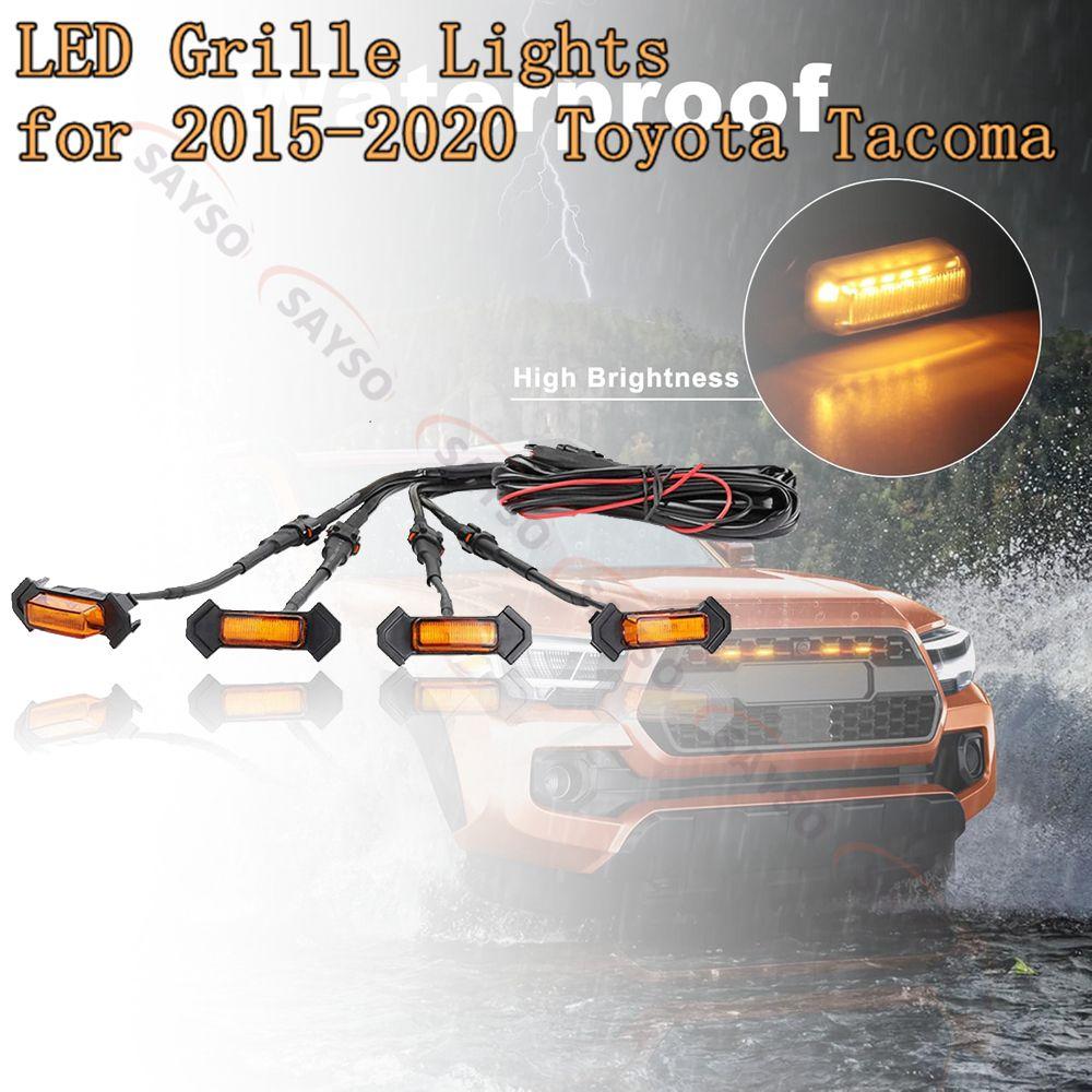 

LED Grille Lights 4 PCS with Fuse Adaptor for Tacoma TRD PRO 2016-2025 OEM Front Grille, Amber Shell with Amber Light янтарь