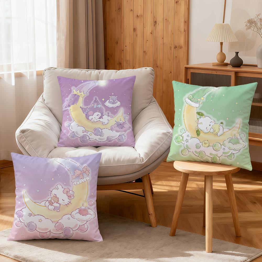 Cute Cartoon Family PPochacco KKuromi Sro Soft Pillowcase Sofa Home Living Room Bedside Decor Pillow Cover Gift Party Hogar