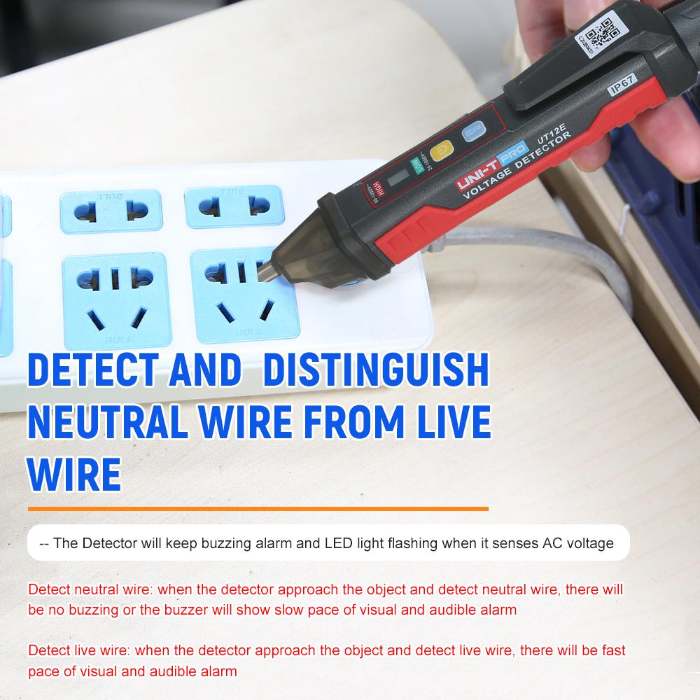 UNI-T UT12E AC-spenningsdetektormåler 24V-1000V Ikke-bærbar testerpennsokkel Voltstrøm