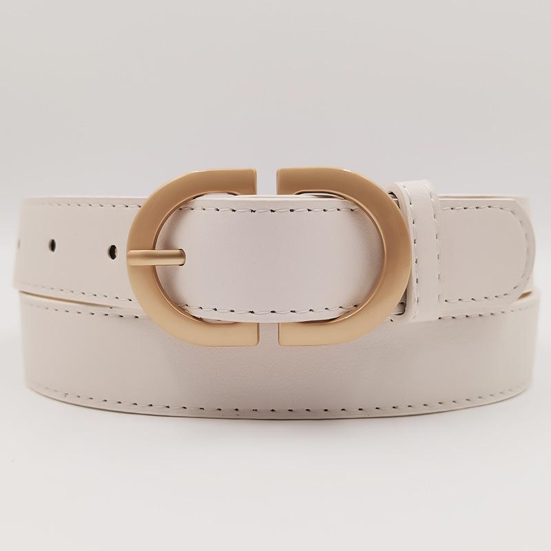 New Double D-buckle Imitation Leather Belt for Women's Fashionable Versatile Jeans Belt