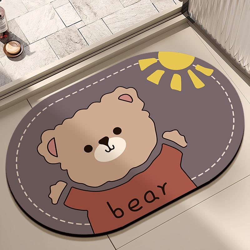 Mata podłogowa z ziemi okrzemkowej, kreskówkowa mata podłogowa do łazienki, silnie chłonna, domowa, pod drzwi toalety, antypoślizgowa mata