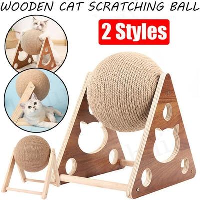 2 estilos de madera para rascar gatos, marco de escalada para gatitos con bola, rascador de sisal natural resistente al desgaste, suministros para gatos de juguete, productos para mascotas