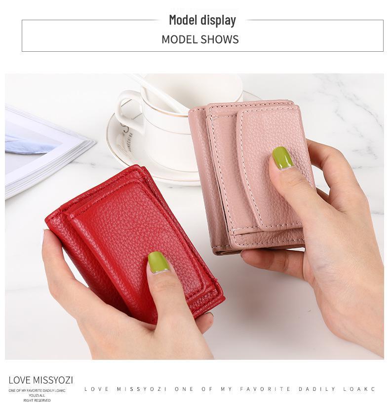 Korean Style Women's Short Tri-Fold Wallet: Large Capacity, Multi-Card Slot, Anti-Demagnetization.