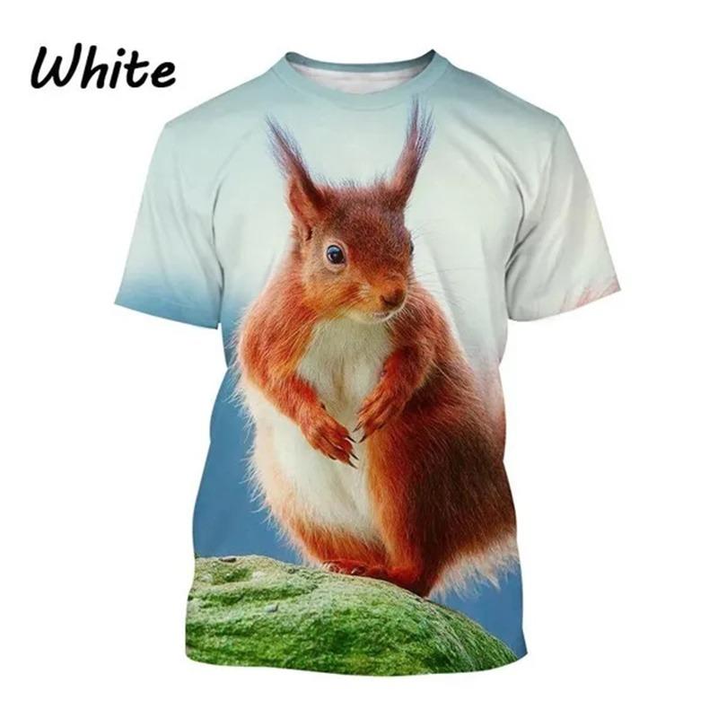 Summer Outdoor Squirrel 3D Printing T Shirt Men Cute Animal Squirrel Pattern Casual Streetwear Cool Short-sleeved Tops Tees