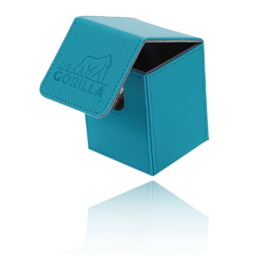 

THE GORILLA CASE Deck Case, PU Leather Trading Card Case, Vertical Storage (Turquoise Blue)
