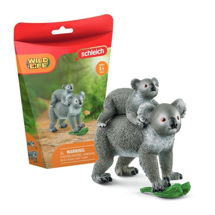 Figurine Maman et Bébé Koala, pour enfants des 3 ans, 13,6 x 5,8 x 19,2 cm -Schleich 42566 WILD LIFE