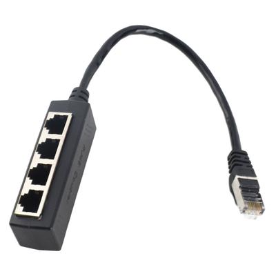 RJ45 Ayırıcı Adaptör 1'den 4 Porta Sorunsuz İletim Mükemmel Bağlantı Ağ Kablosu Adaptörü