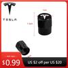 Car Sticker 4Pcs Car Tire Valve Caps Metal Tyre Air Stems Cover For Tesla Model 3 Y S X Roadster Model 3 S X Y 2022 Invade