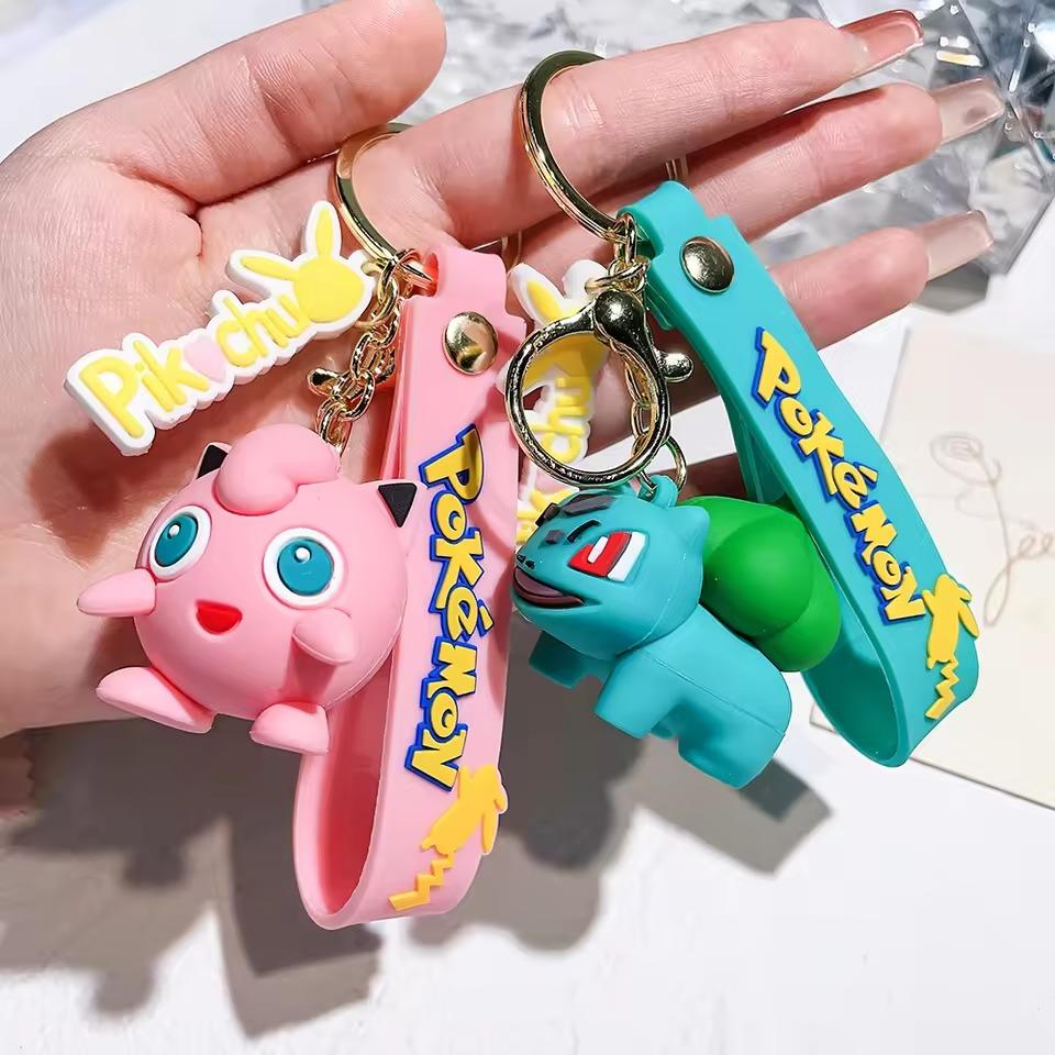 Pokemon Keychain Pikachu Anime Cute Action Figure Cartoon Fashion Charmander Psyduck Doll Keyring Car Bag Ornaments Kid Gifts