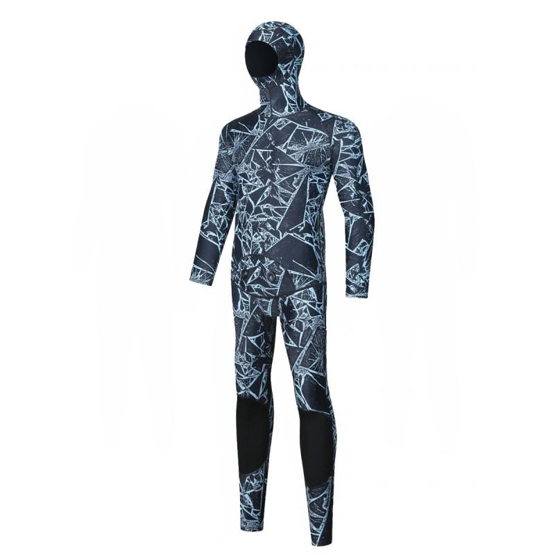 Muta separata in neoprene da 3 mm Uomo Donna Mimetica con cappuccio Apnea Surf Pesca subacquea Immersioni profonde Salvataggio Calda