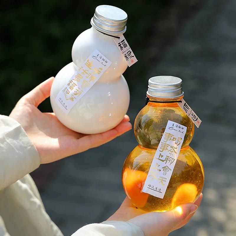 350/500Ml Calabash Shape Water Bottles For Milk Tea Coffee Juice Portable Drinking Cup Home Juicing Beverage Drink Bottle