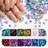 12Grid Five-pointed Star Sequins Size 3mm Mixed Nail Jewelry Resin Drop Glue Filled Sequins 3D Holographic Flake Sequins