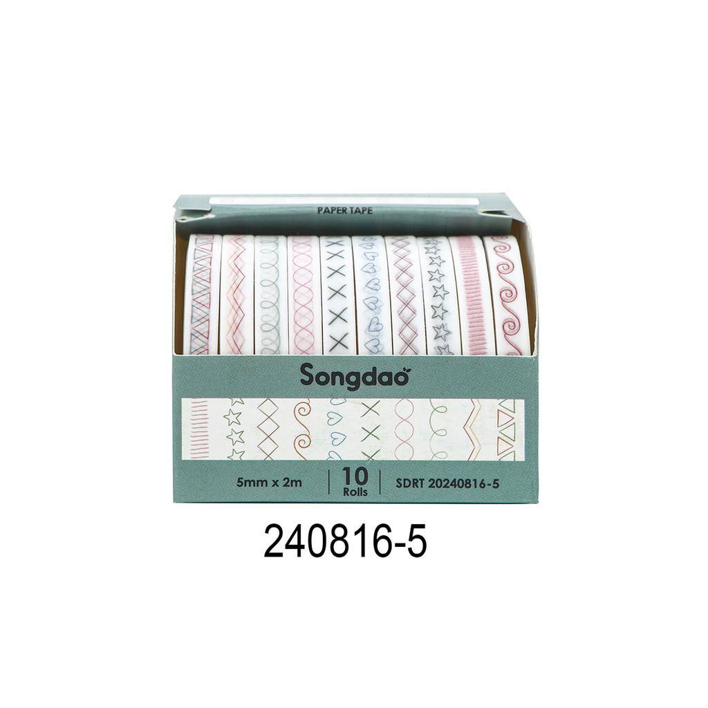10 Roll Retro Striped Washi Tape Set Masking Tape for Scrapbooking Journal DIY Craft
