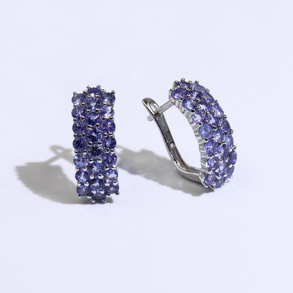 Classic design natural blue Tanzanite Clasp Earrings S925 silver atural gemstone jewelry fine jewelry precious gift for women