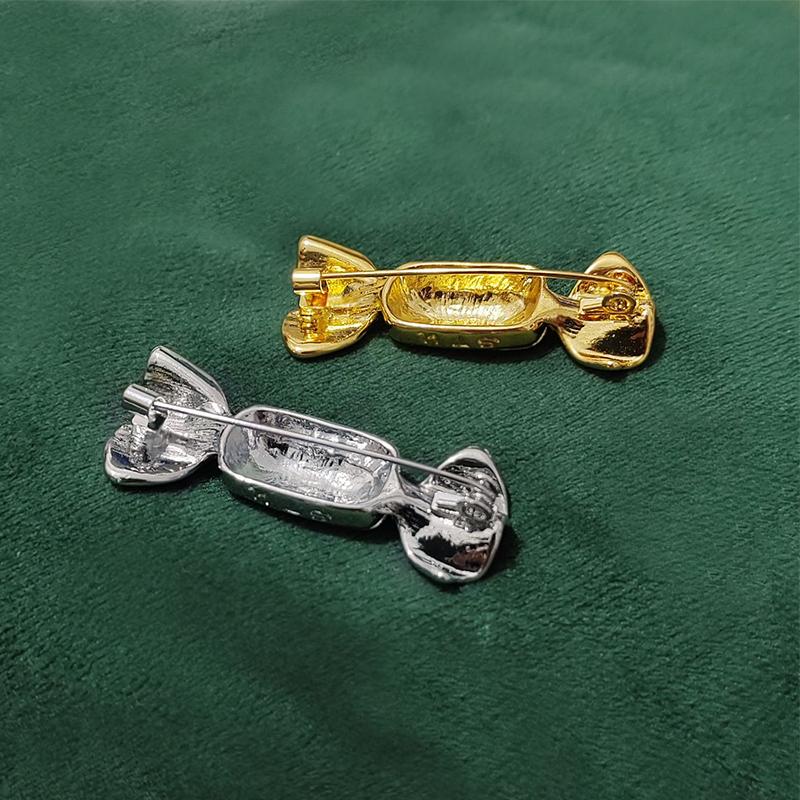Exquisite Metal Candy Brooches Cute Pins For Women Girls Versatile Shiny Corsage Clothing Accessories Jewelry Gifts