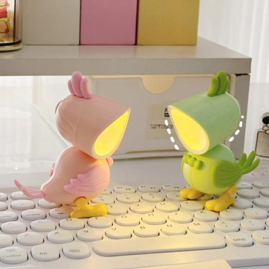 Small Cute Bird Table Lamp Cartoon Parrot Shaped Night Light Magnetic Adjustable LED Bedside Lamp for Bedroom Kids Room