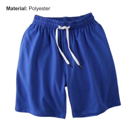 Men Shorts Solid Color Loose Elastic Waist Colorfast Students Shorts for Daily Wear