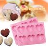 6-Cavity Diamond Heart Silicone Mold for Baking Non-Stick Valentines Day Chocolate Bomb Mold Heart Shaped Candy Soap Tray