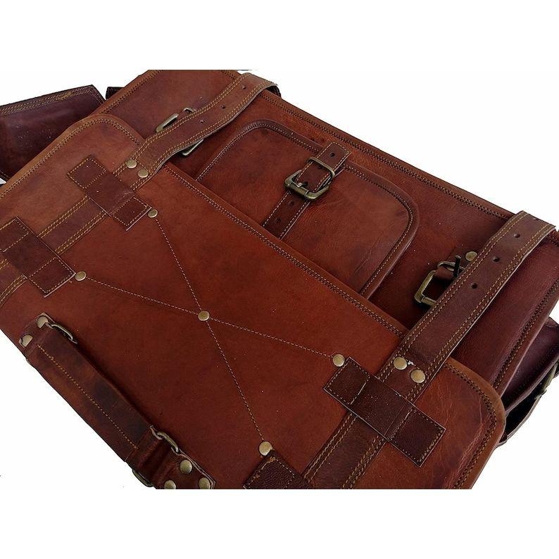 18 Inch Vintage Computer Leather Laptop Messenger Bags for Men Leather Briefcase Shoulder Bag Man & Women Bag (Brown)