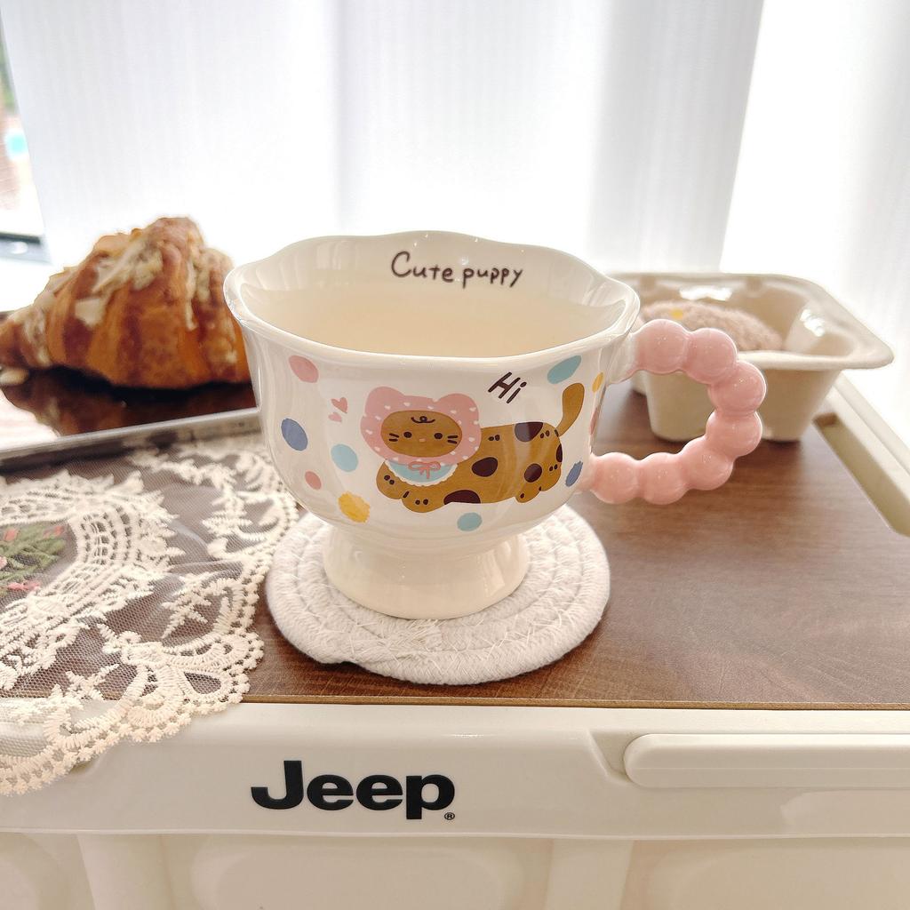 Creative Cute Household Water Cup Goblet Mug Cartoon Milk Cup High Value Ceramic Cup Couple
