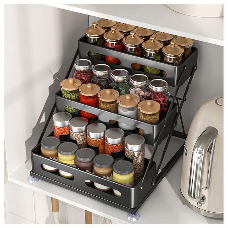 Adjustable 3-Tier Countertop Kitchen Spice Rack