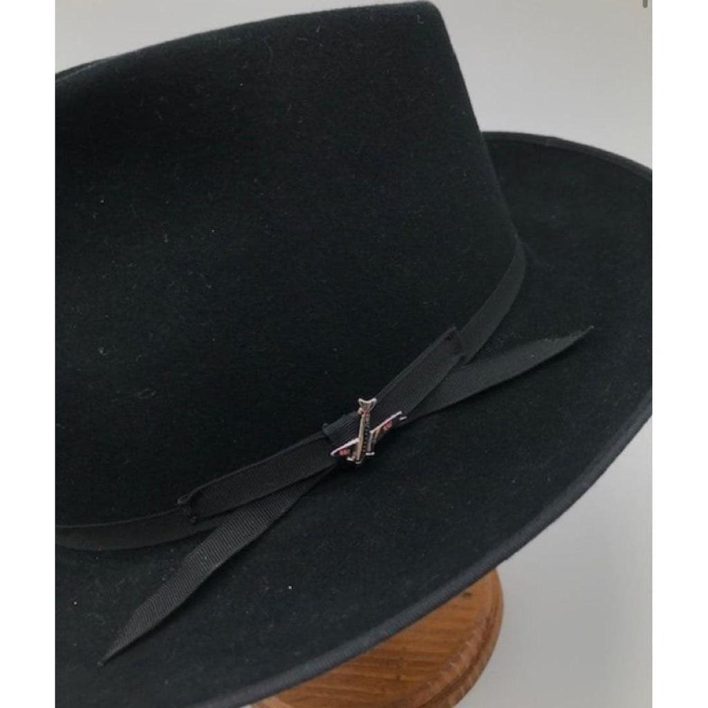 Used New Stetson Stratoliner Hat Black Made In USA 59cm