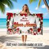 Christmas Theme Quick Dry Beach Towel Custom Name Text Print Large Sand Resistant Towel Beach Vacation