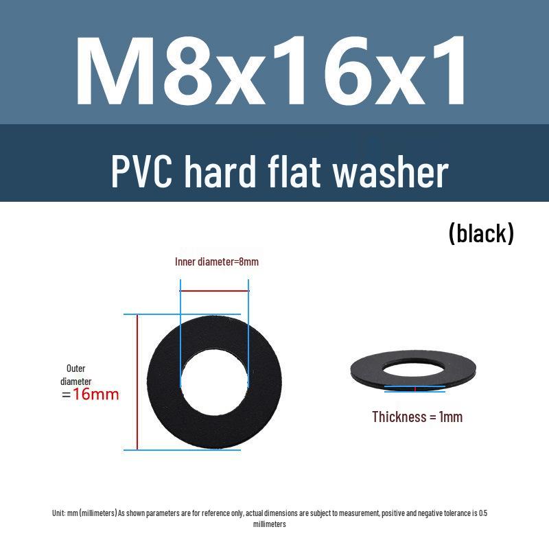 Yigu Black Nylon PVC Sealing Washer M4/M5: Thick, Insulating Plastic for Screws