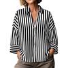 Women's Striped Lapel Button Down Long Sleeve Blouse Loose Fit for Work