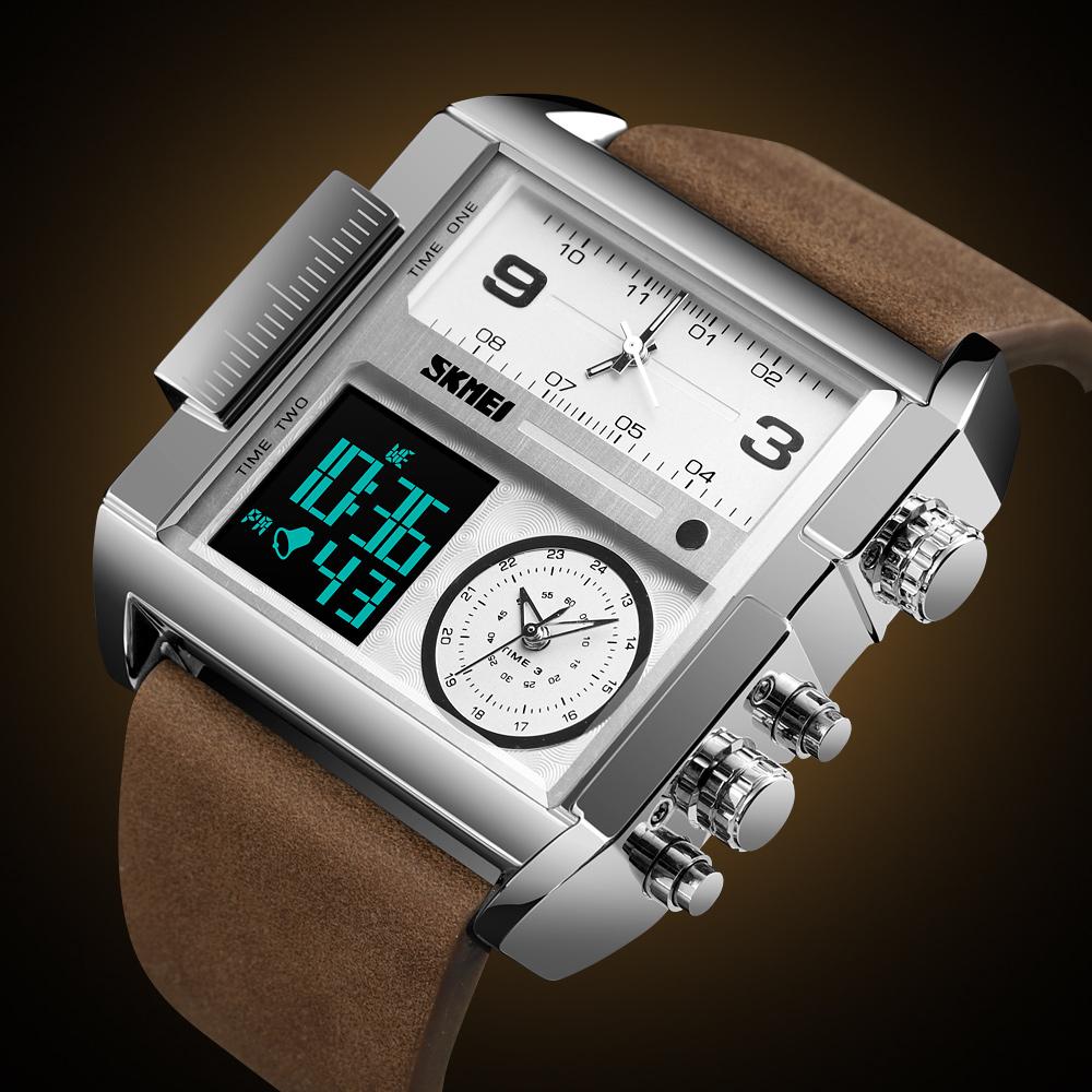 SKMEI Men's Quartz Movement Watches 3 Times Multi-functional Men Sports watch Top Luxury Brand Military Digital Wristwatch reloj