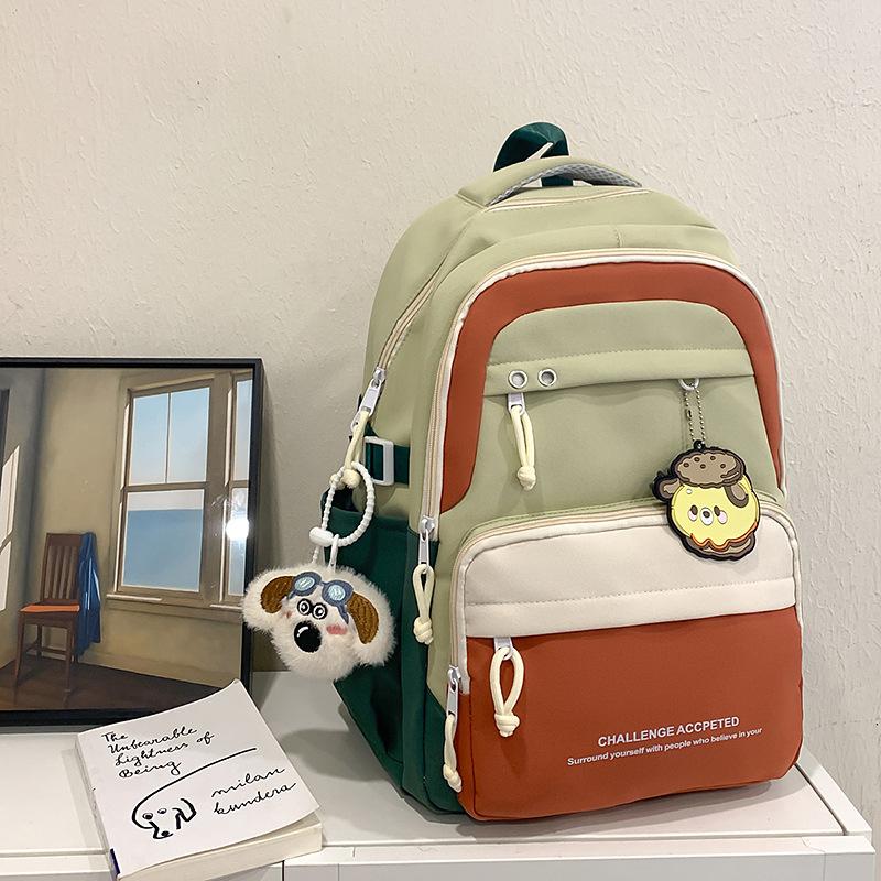 Small and Fresh Contrasting Colors Korean Version Mori Backpack Casual Large Capacity Junior High School Student Schoolbag Student Cute Backpack