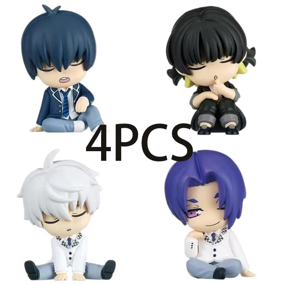4Pcs Blue Lock Action Figures Reo Mikage Yoichi Isagi Anime Figure Q Version Figurine Pvc Collectible Model Kids Doll Toy Gifts