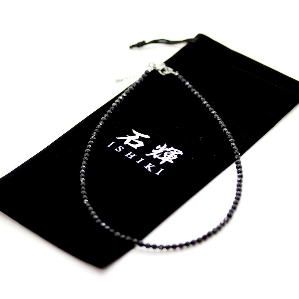 [Ishiki] Onyxhalsband, Natursten, 64 Fasetter, 45 cm Längd, Herr, Storlek 145