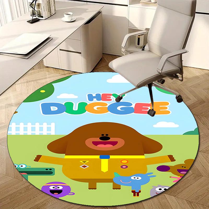 1pc Hey Duggee2 Design Printed Area Round Carpet for Bedroom Living Room Home Decor Rugs Mat Non Slip Mat Rug for Bedside