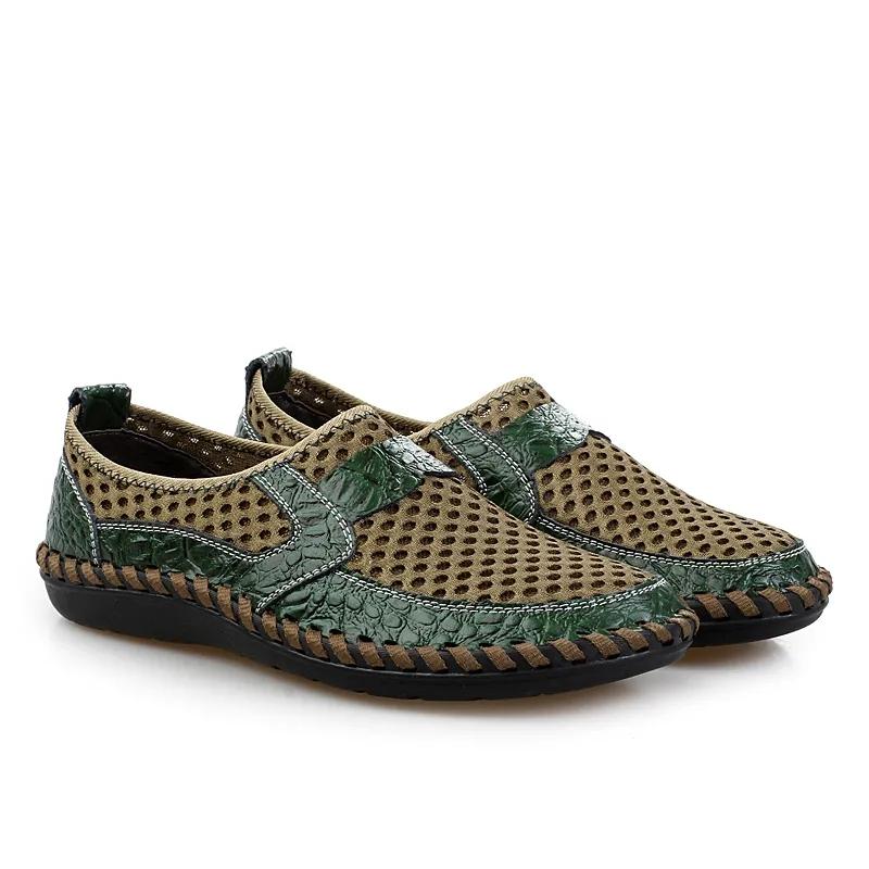 Fashion Mens Summer Breathable Mesh Shoes Big Size 46 Men Casual Leather Sneakers Male Trendy Driving Loafers Man Moccasin Boys Sneakers