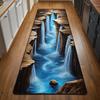 Flurläufer Teppich 3D Wasserfall Bach Muster Teppich Rutschfest Weich Leicht zu Reinigen Natur Heilung Frischer Stil Dekor Bereich Hausmatte