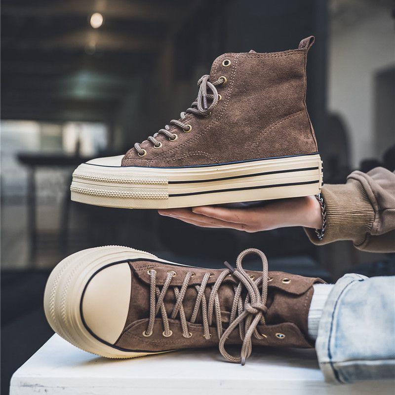 Buty płócienne męskie wysokie jesienne niszowe retro sportowe buty deskorolkowe platforma młodzieżowe Maillard marka trendowa buty codzienne