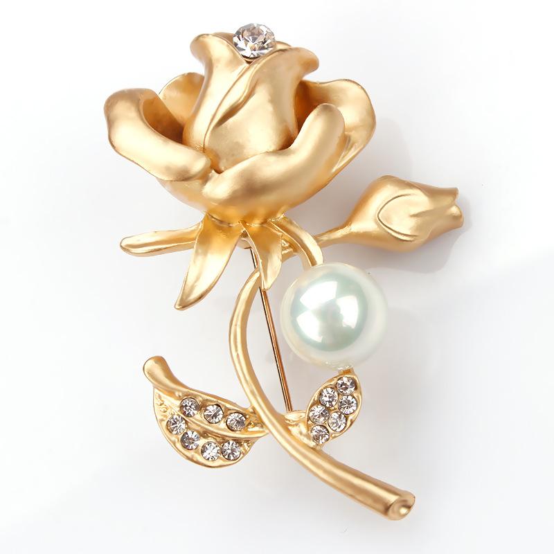 Brooch Women's Accessories Rhinestone Pin Matte Gold Imitation Bead Brooch Korean Version Accessories Shawl Cardigan Silk Scarf Buckle Neckpin