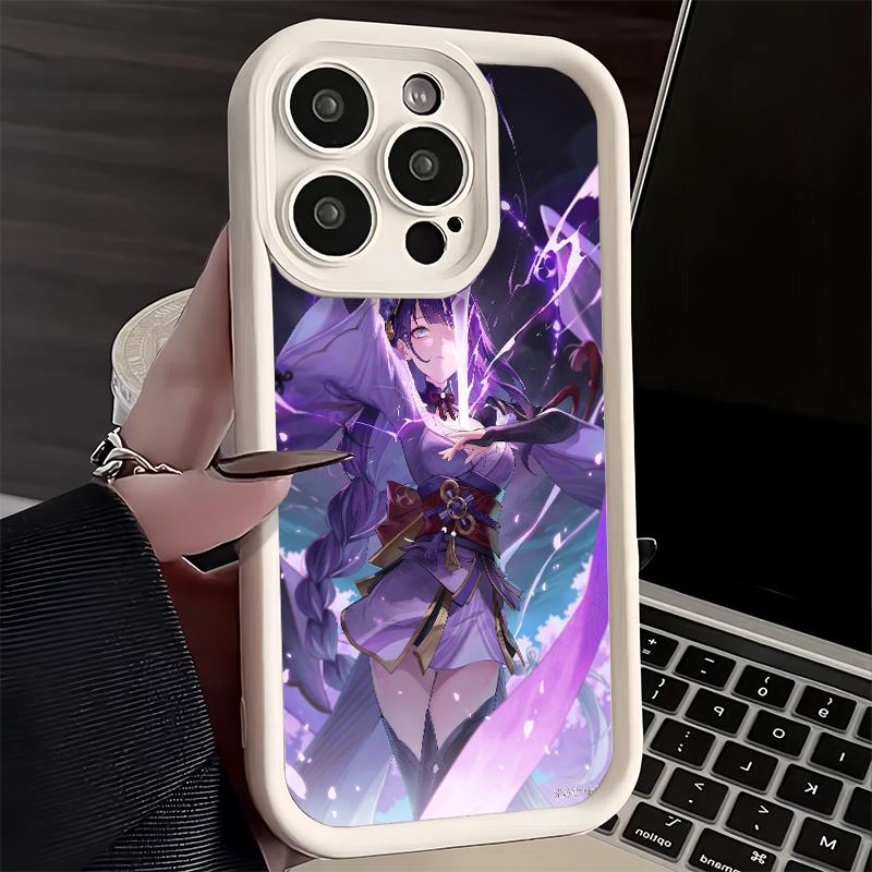 Phone Case for iPhone 17 Air 16E 15 16 Pro Max Genshin Impact Raiden Shogun Cover 14 Plus 13 12 Mini Soft Shell Silicone Fundas