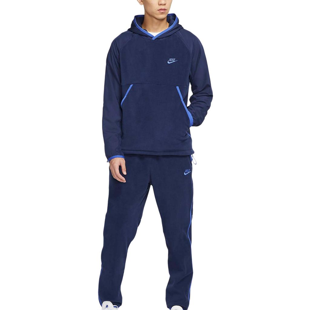 Nike Solid Color Pullover Fleece Hoodie Men Tops Navy-Blue CU4364-410