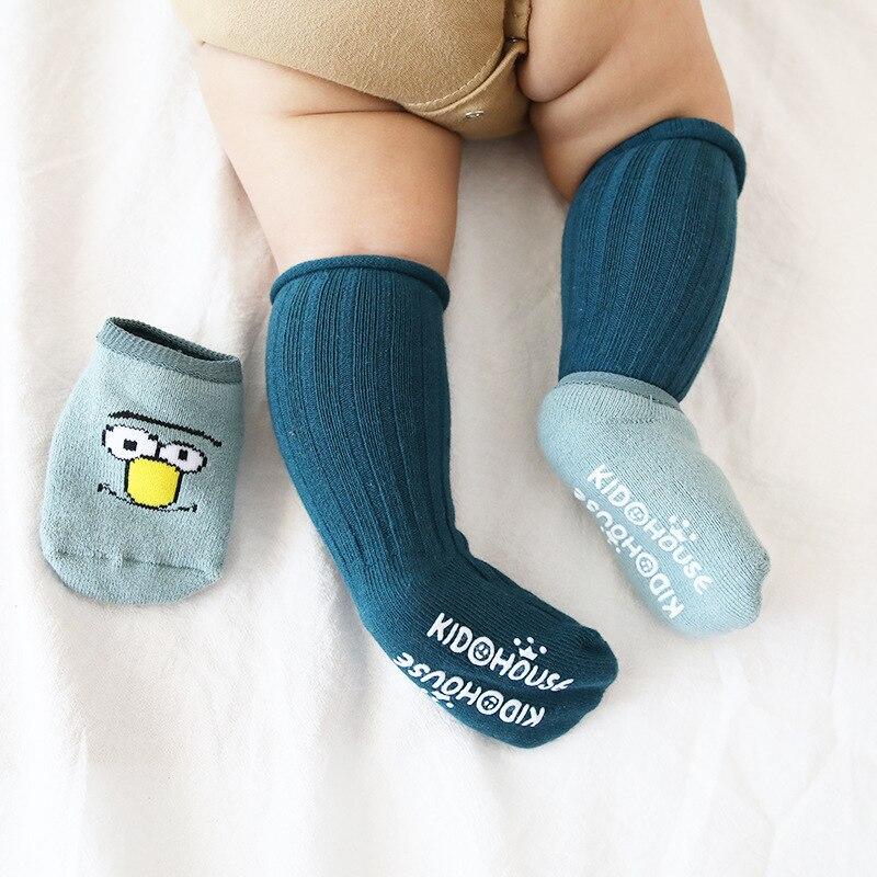 2 Pair/set Cartoon Floor Socks Winter Thickening Warm Baby Non-slip Toddler Socks Combination Newborn Baby Long+Short Socks 0-3T