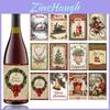 Christmas Festive Bottle Labels With Retro Pattern For Party Venue Decor